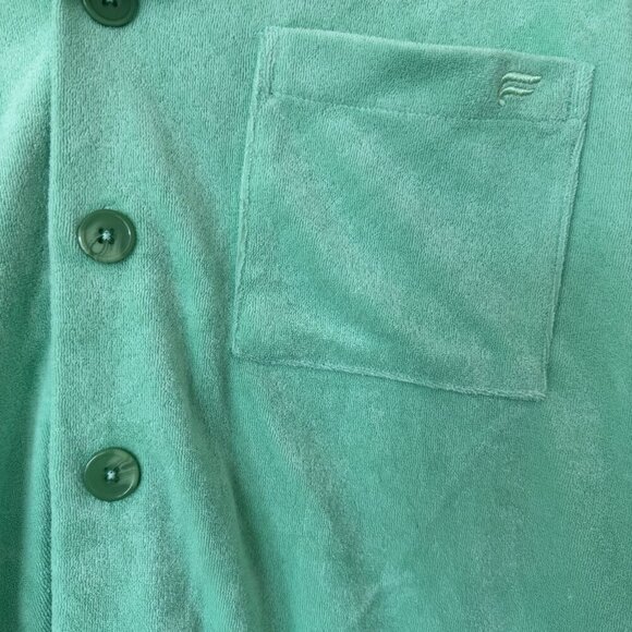 FABLETICS Mint Green Island Terry Boxy Button Up Size Large NWT Tropical Water - Picture 7 of 12